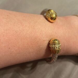 Silver & Gold tone Cable Bracelet w/Interchangeable Beads | 6mm